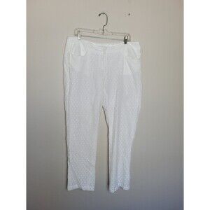 Elaine Kim White Eyelet Lace Trouser Pants English Countryside Equestrian Large